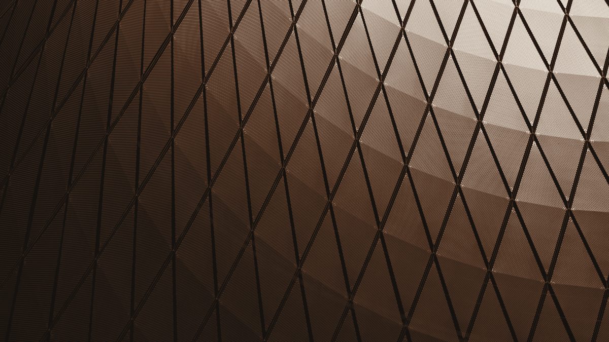 A geometric diamond-patterned building facade