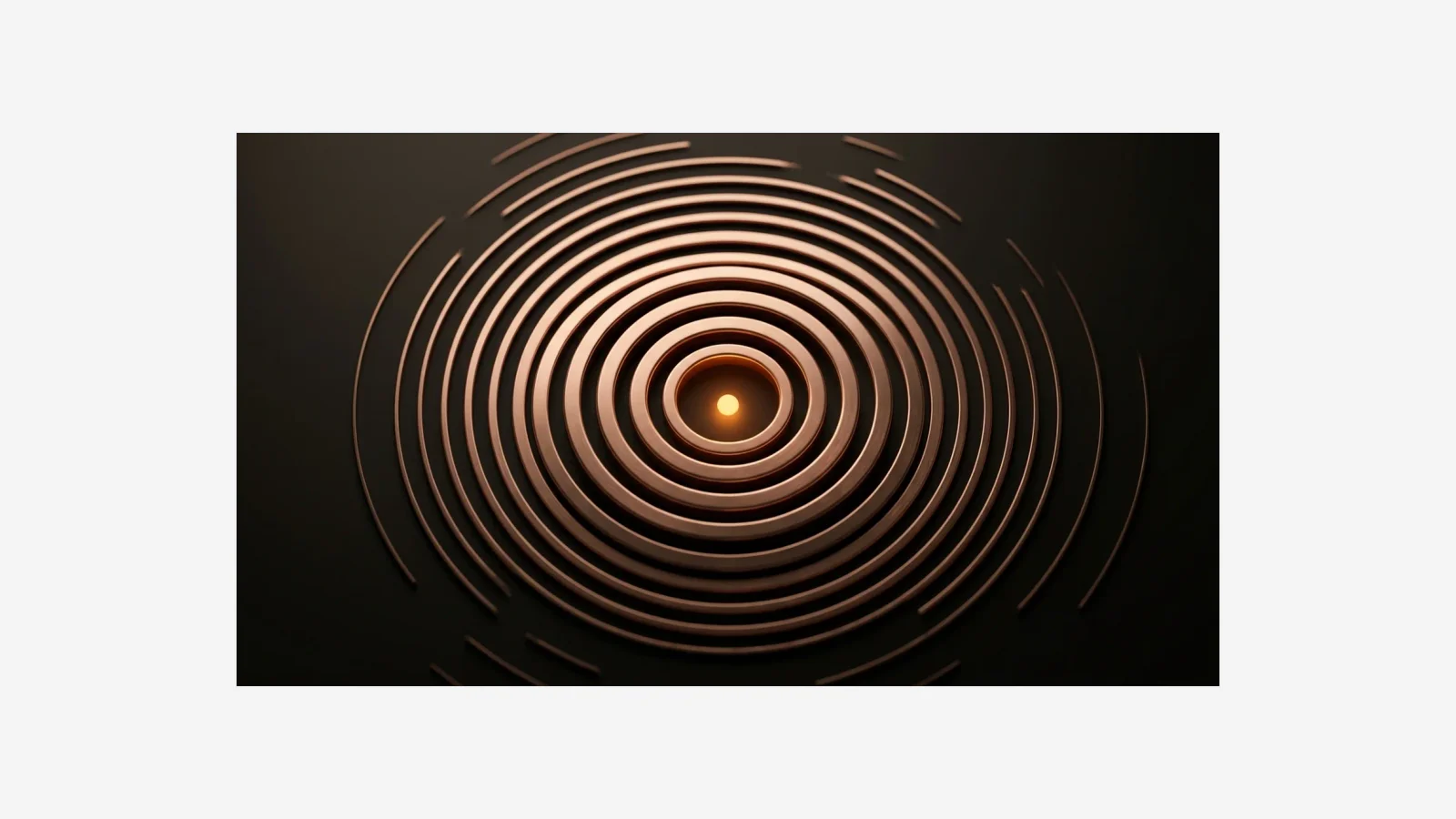 Concentric copper rings around a glowing centre