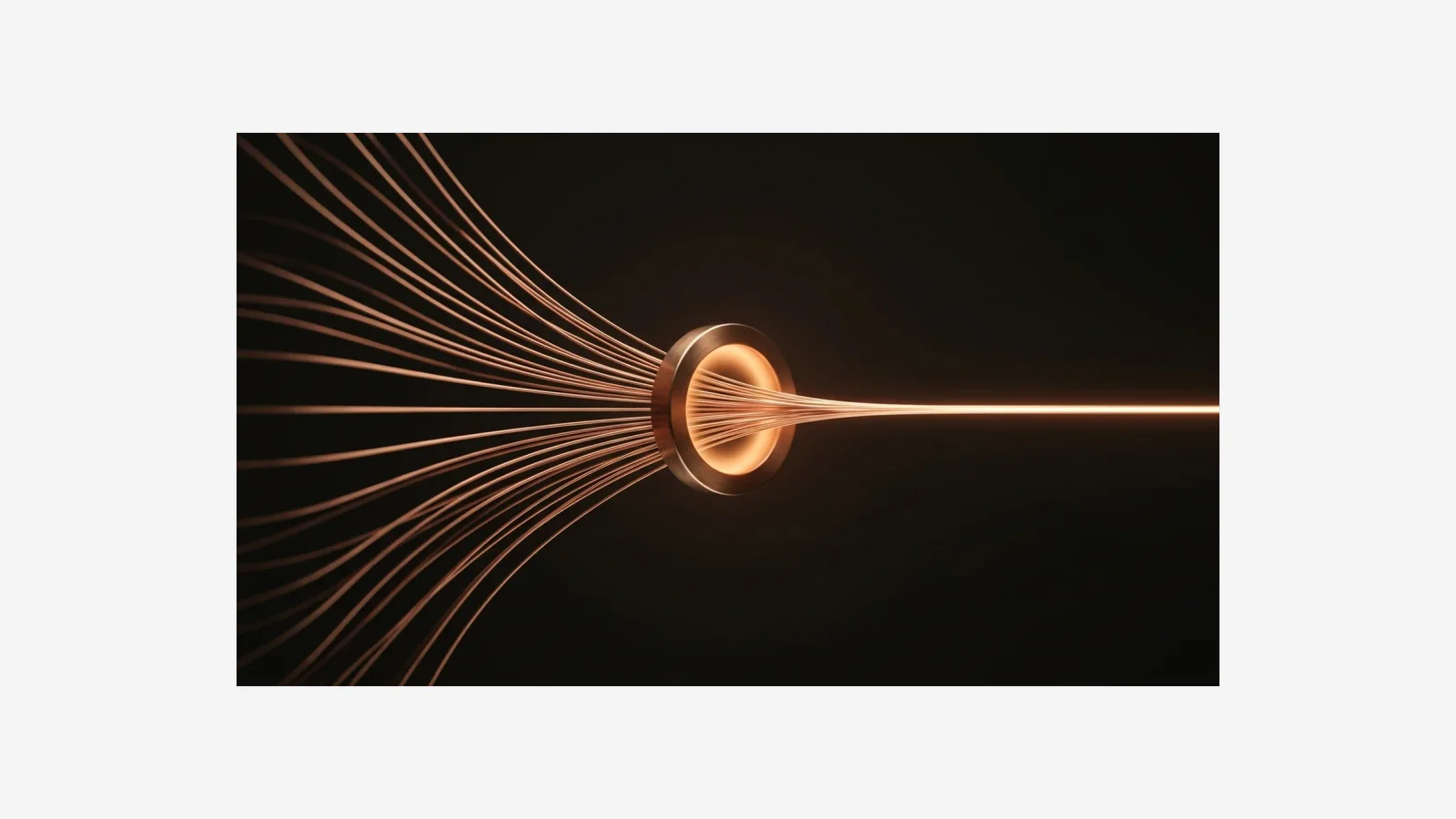 Copper filaments converging into a single beam of light